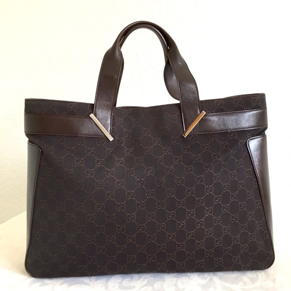 Gucci Handbags - Gucci brown GG canvas & leather tote